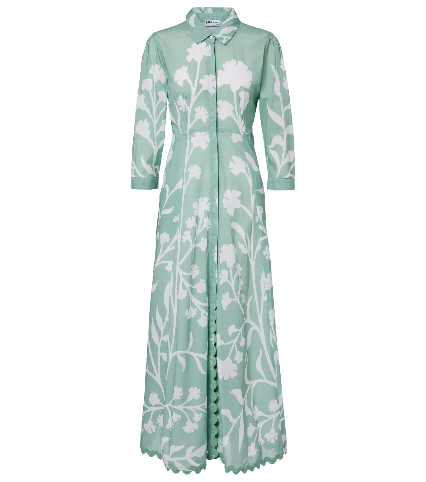 Floral scalloped cotton shirt dress Floral scalloped cotton shirt dress
