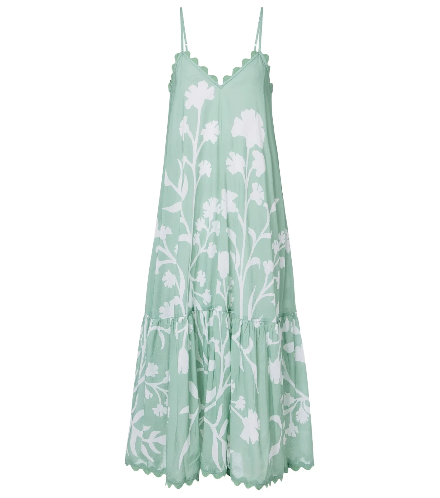 Floral scalloped cotton midi dress Floral scalloped cotton midi dress