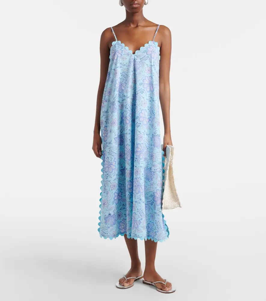 JULIET DUNN Floral scalloped cotton midi dress | Thumbnail 4