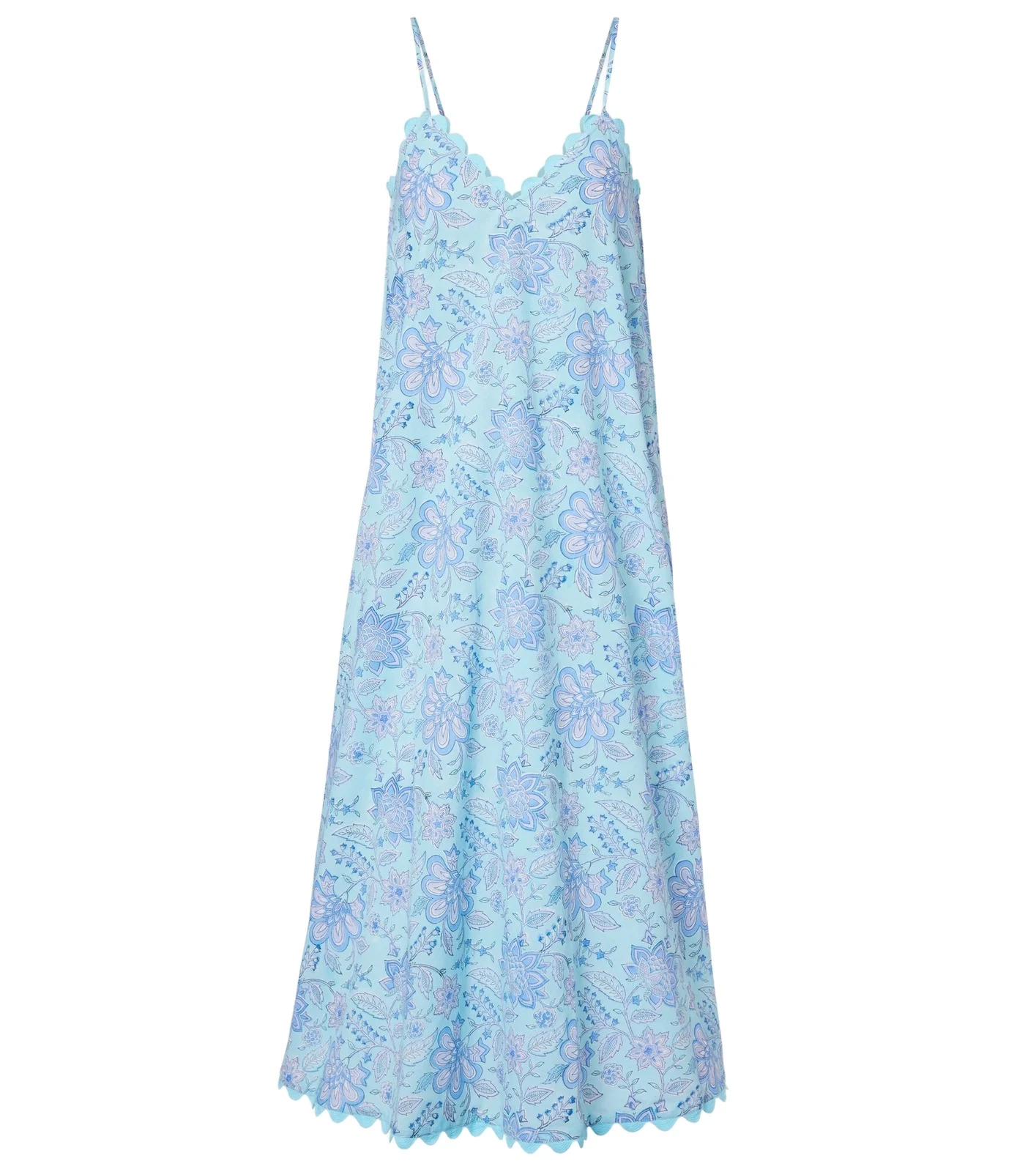 Floral scalloped cotton midi dress Floral scalloped cotton midi dress