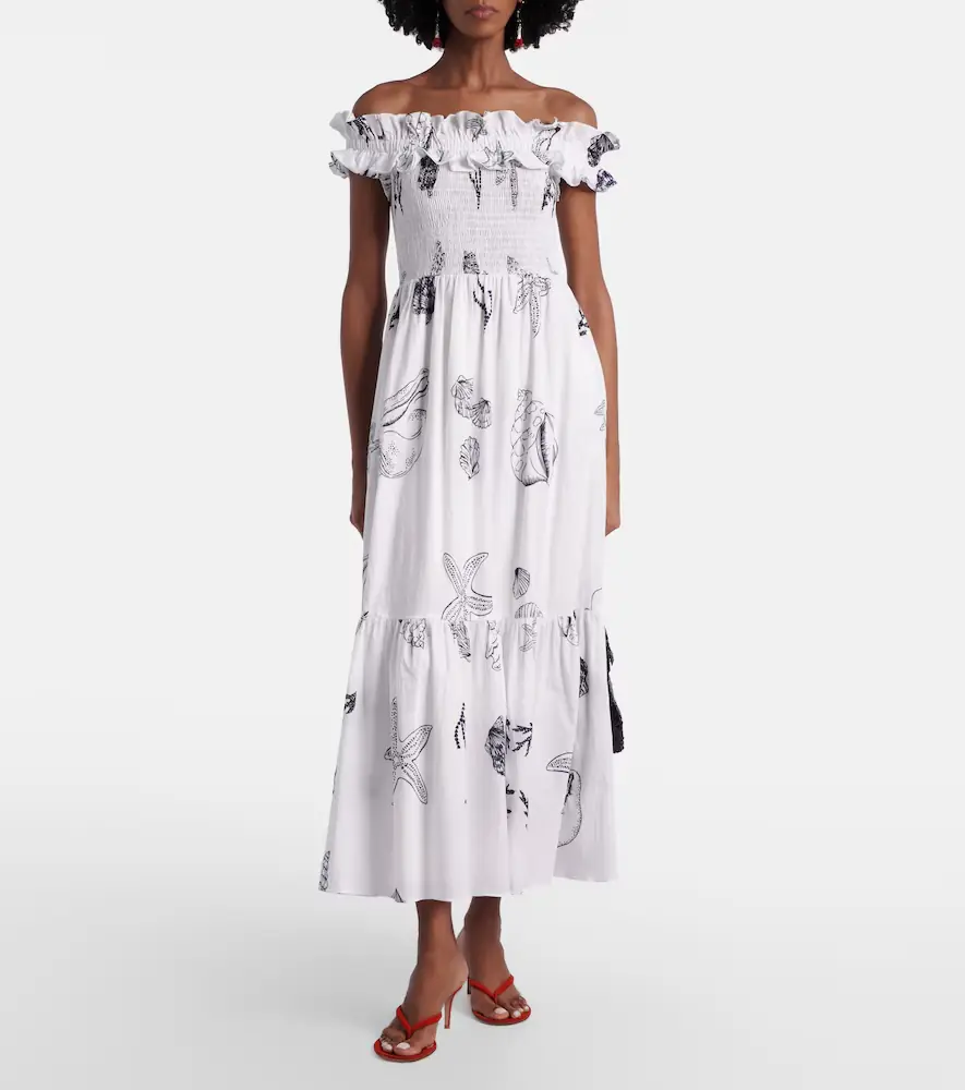 Poupette St Barth Suzanne shirred cotton muslin maxi dress | Thumbnail 2 Poupette St Barth Suzanne shirred cotton muslin maxi dress | Thumbnail 2