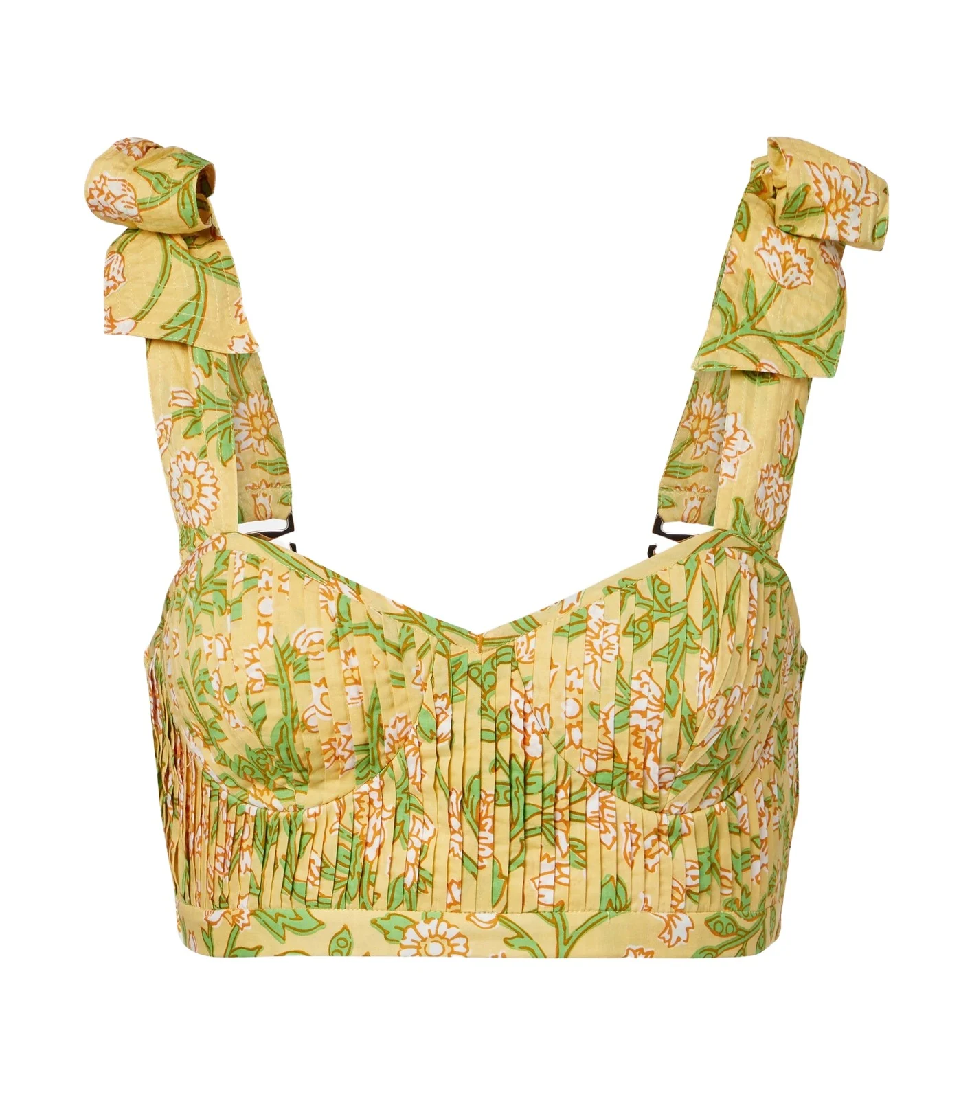 Carla pleated floral cotton crop top