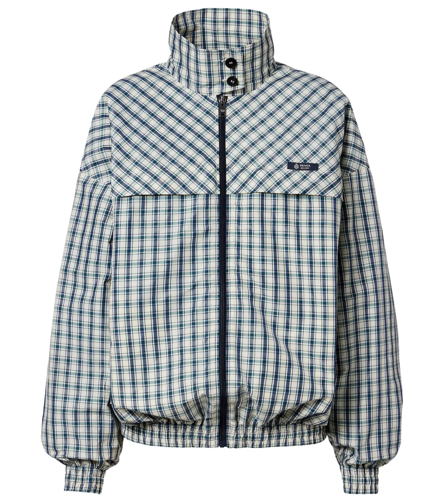 Checked cotton-blend chambray jacket