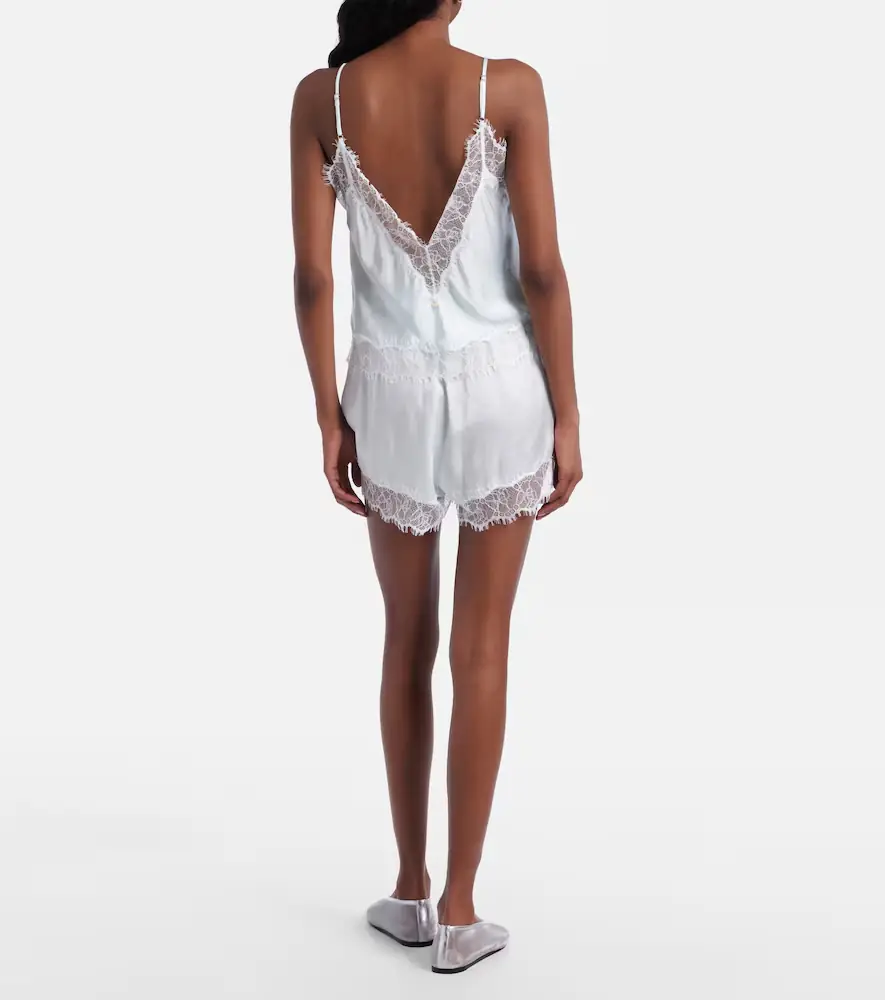 Poupette St Barth Doris lace-trimmed satin shorts | Thumbnail 5