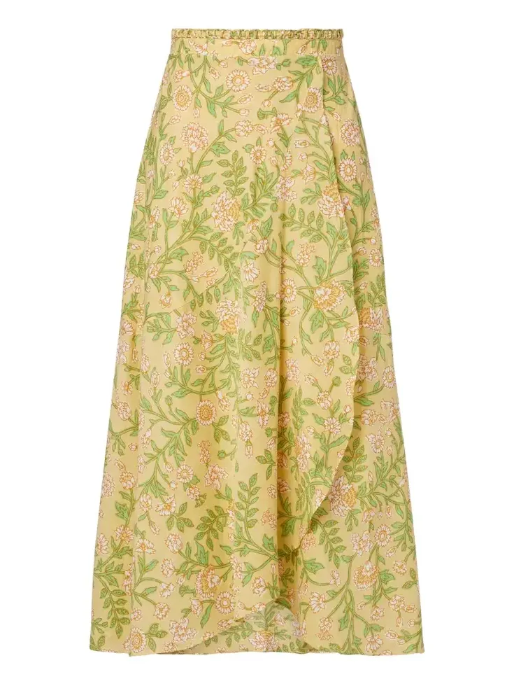 Eva floral cotton midi skirt