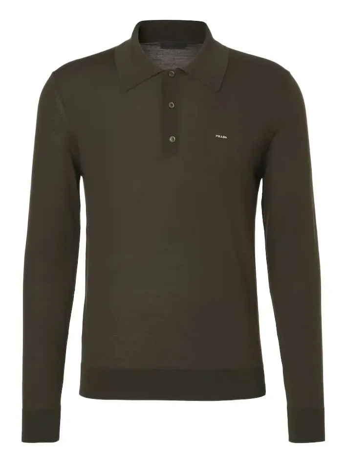 Virgin wool polo sweater