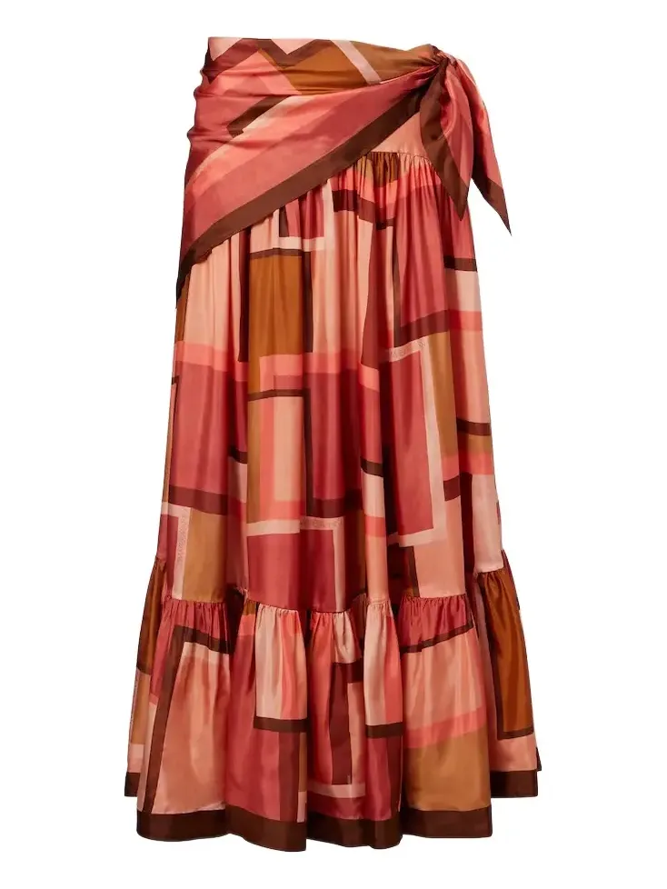 Como printed silk maxi skirt