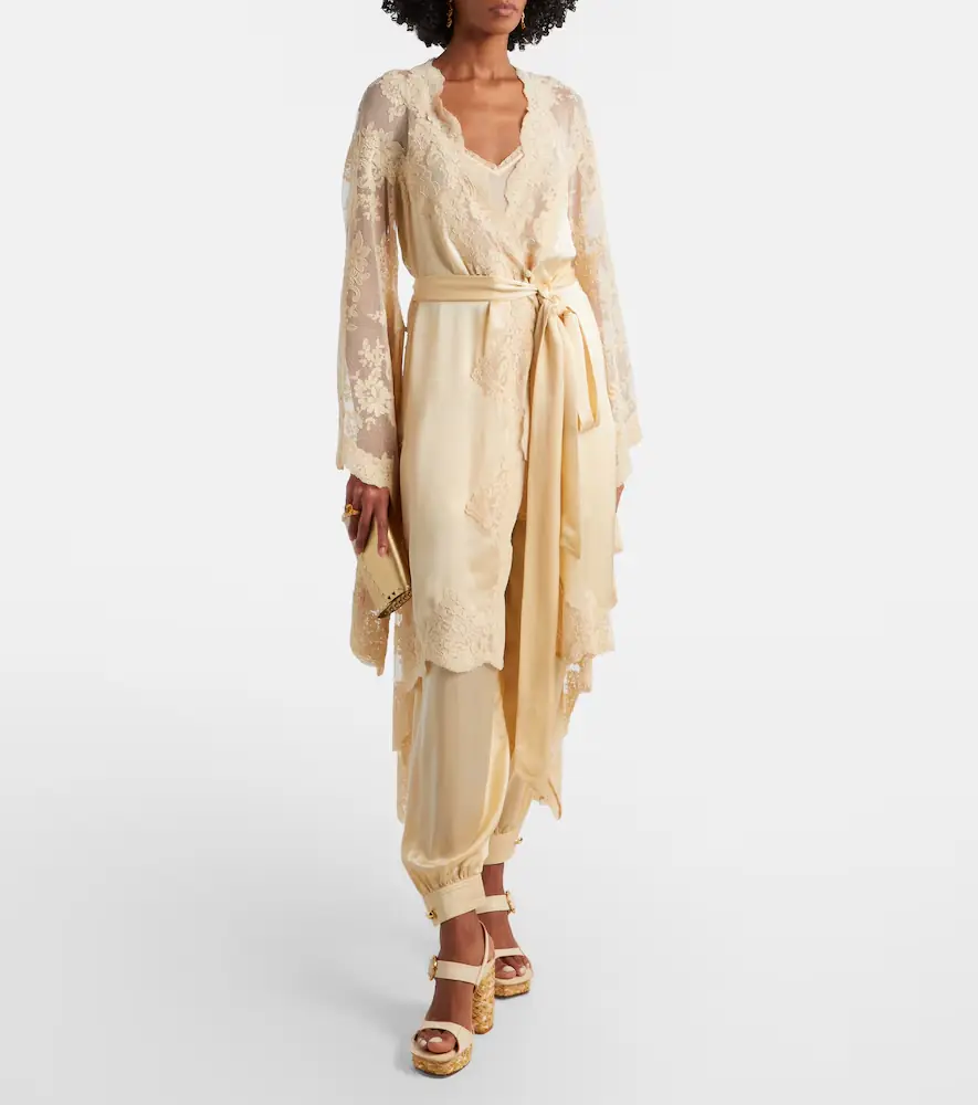 Zimmermann Como lace-trimmed draped silk midi dress | Thumbnail 2 Zimmermann Como lace-trimmed draped silk midi dress | Thumbnail 2