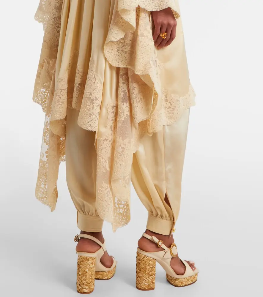 Zimmermann Como lace-trimmed draped silk midi dress | Thumbnail 3 Zimmermann Como lace-trimmed draped silk midi dress | Thumbnail 3