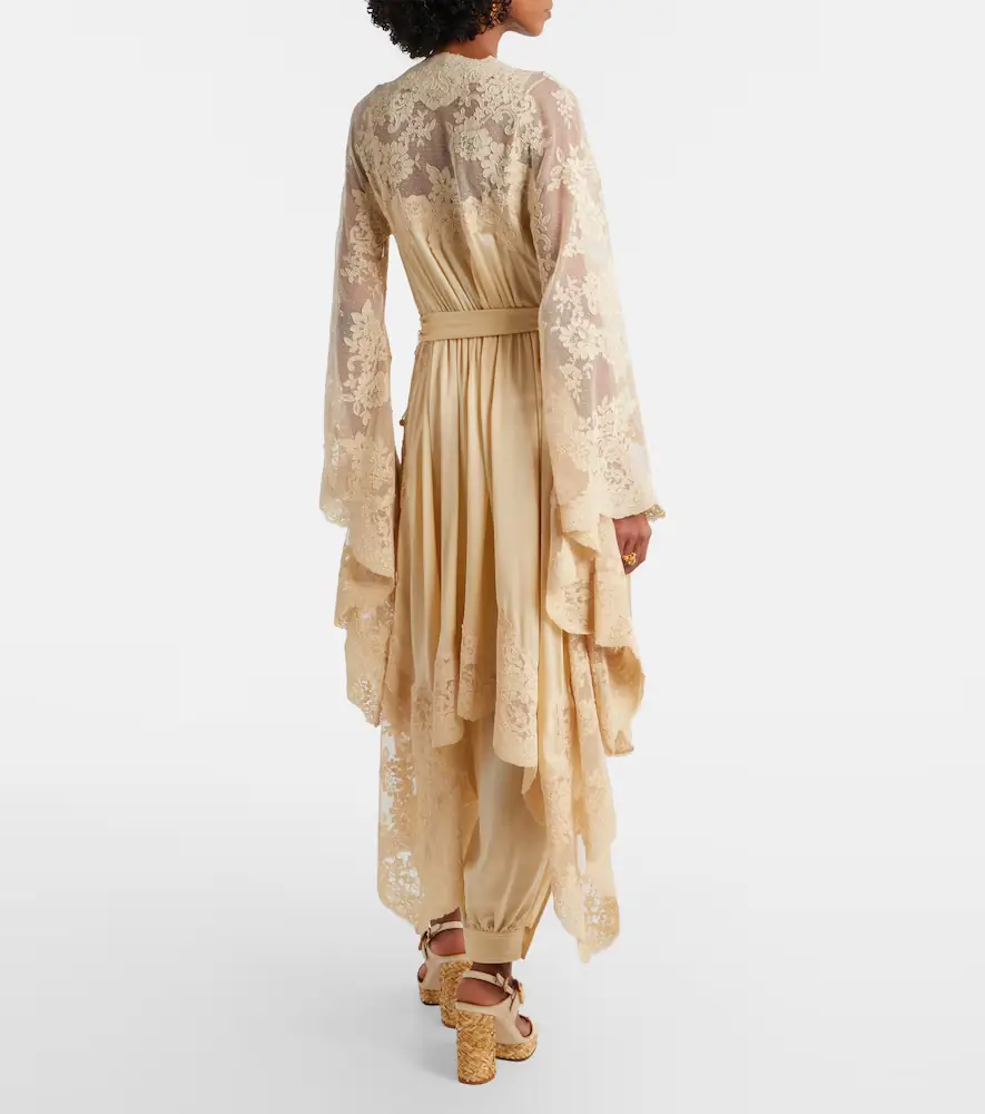 Zimmermann Como lace-trimmed draped silk midi dress | Thumbnail 4 Zimmermann Como lace-trimmed draped silk midi dress | Thumbnail 4