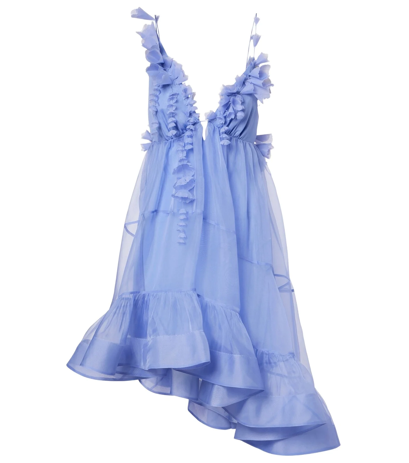 Como asymmetric floral-appliqué silk minidress Como asymmetric floral-appliqué silk minidress