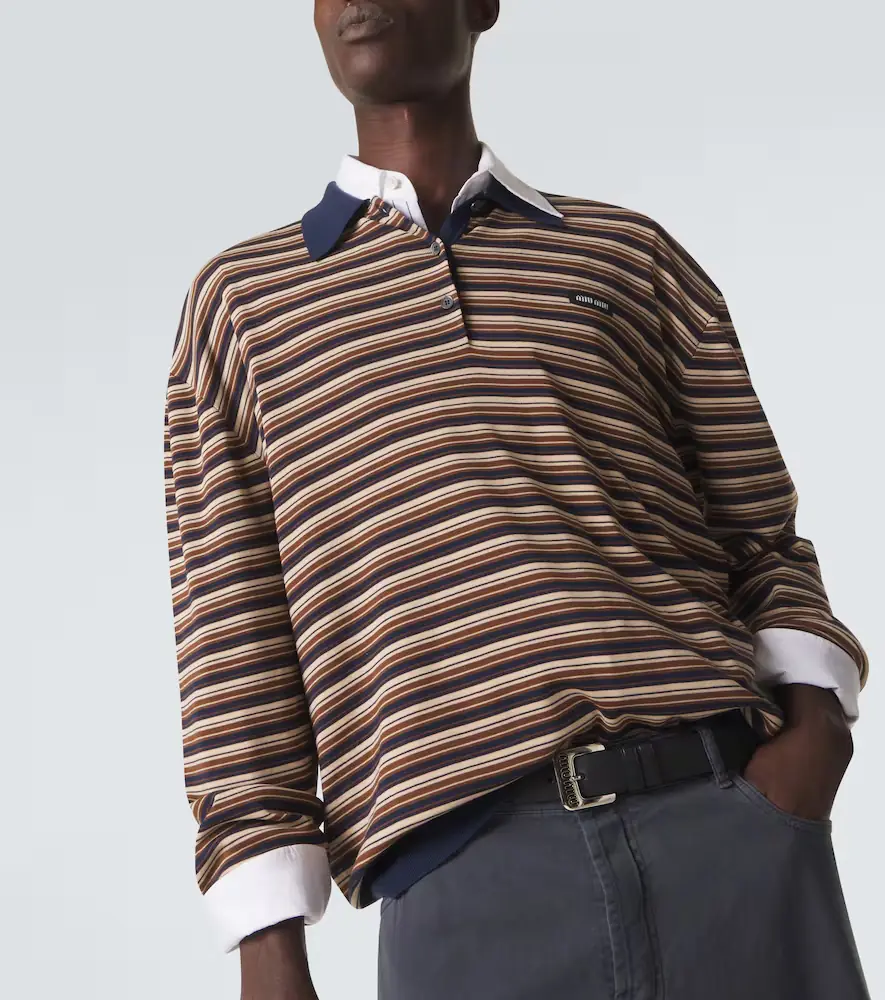 Miu Miu Striped virgin wool polo sweater | Thumbnail 5