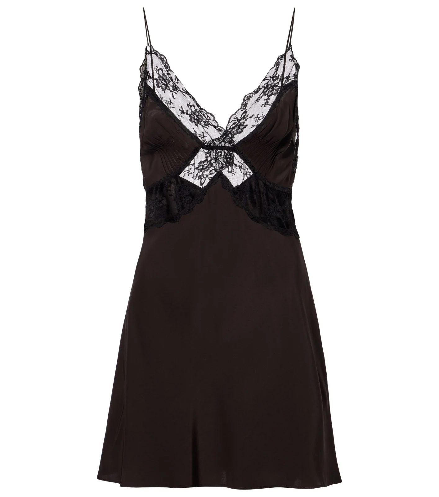 Lace-trimmed silk minidress Lace-trimmed silk minidress