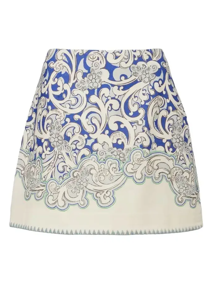 Alémais Printed linen and cotton miniskirt Alémais Printed linen and cotton miniskirt