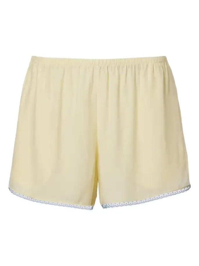 Lace-trimmed silk shorts