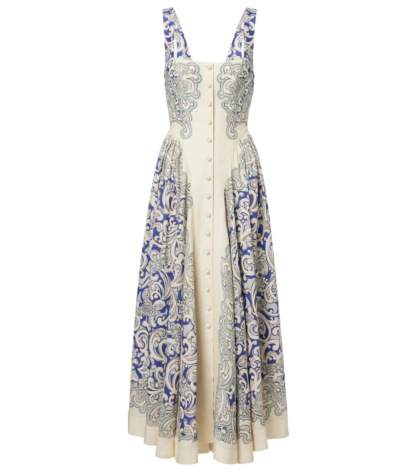 Printed linen-blend dress Printed linen-blend dress
