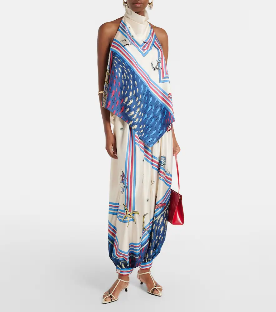 ALÉMAIS Apollo printed cropped silk satin balloon pants | Thumbnail 3