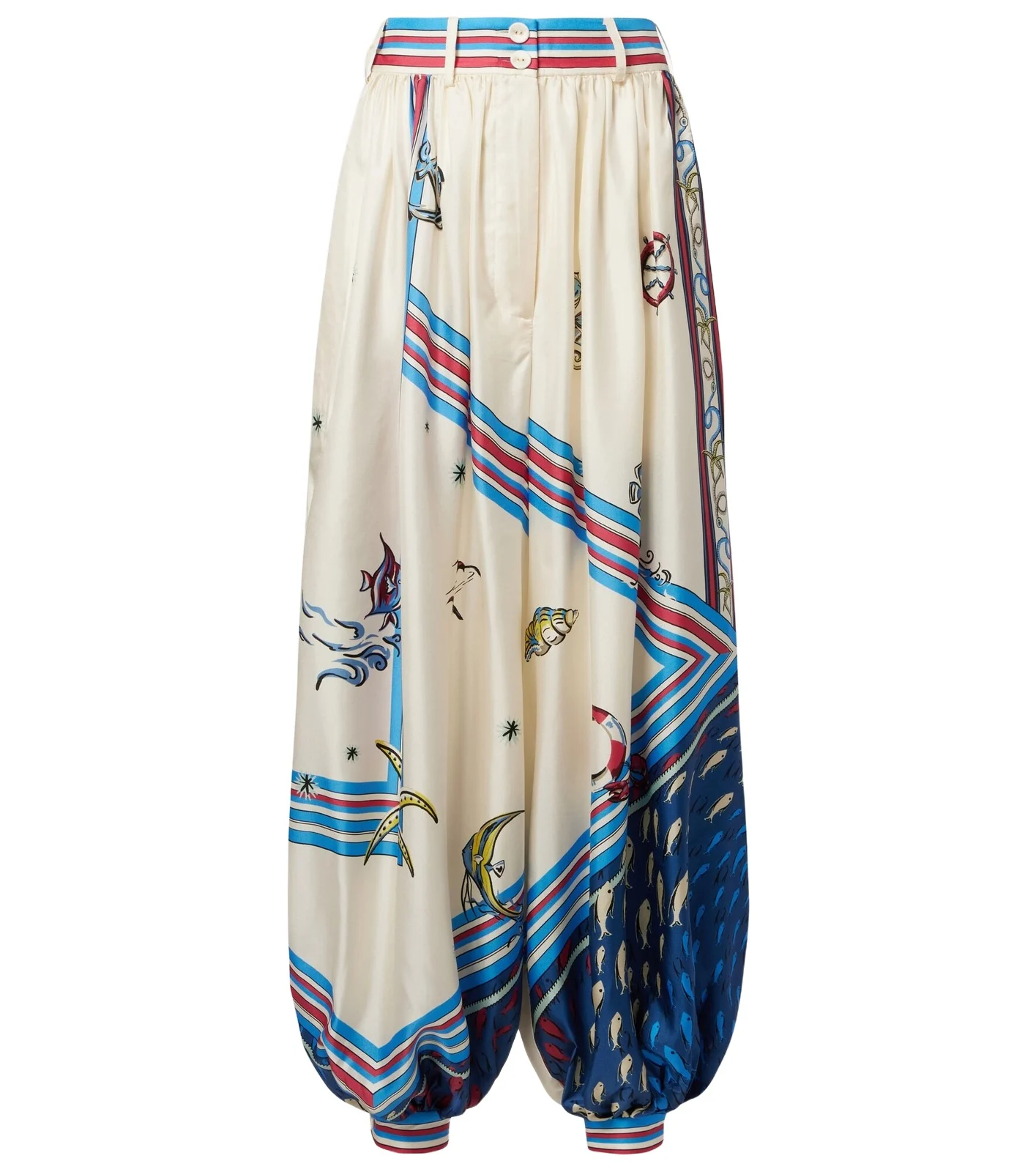 Apollo printed cropped silk satin balloon pants