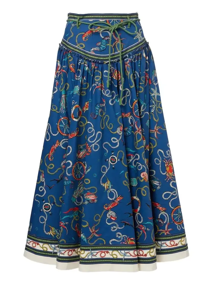 Alémais Cove printed cotton midi skirt