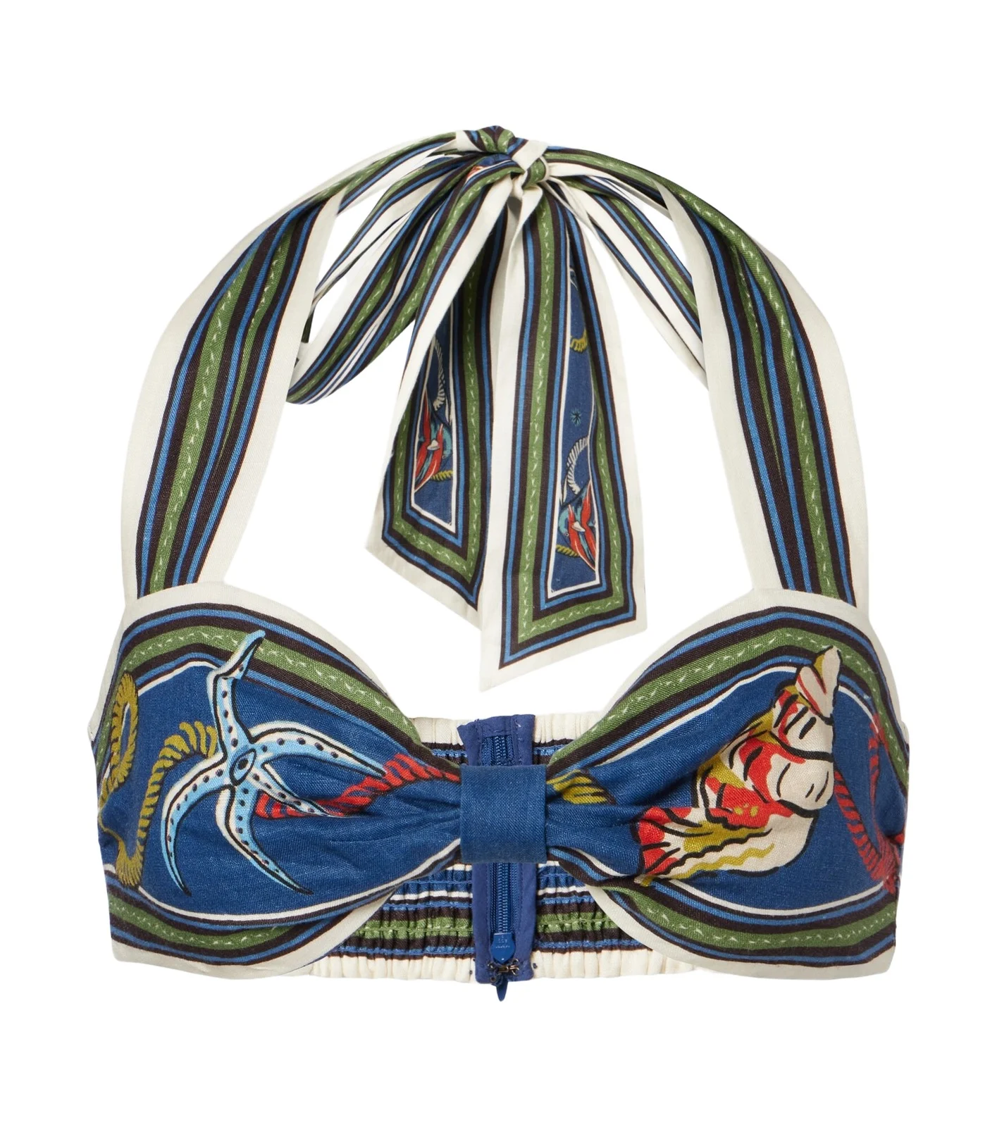 ALÉMAIS Alémais Cove printed linen bra top