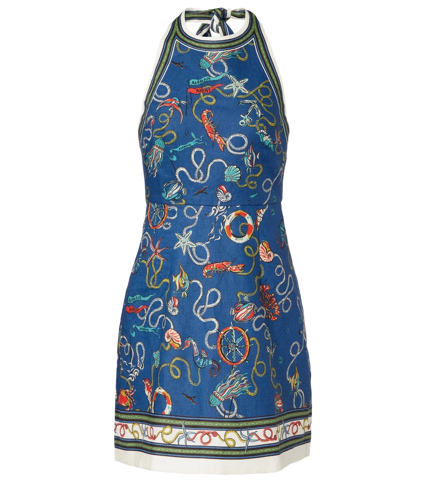 Cove printed halterneck linen minidress Cove printed halterneck linen minidress