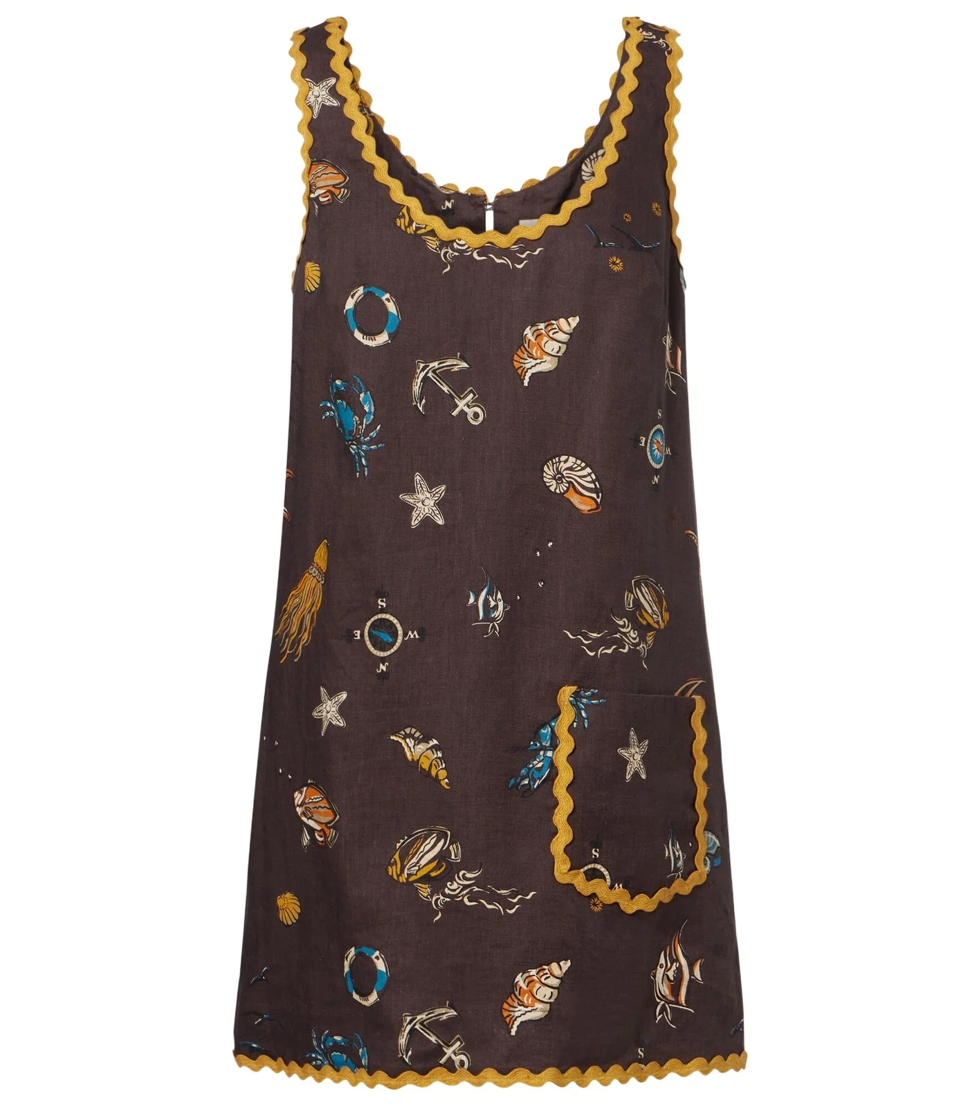 Alémais Printed scalloped linen minidress Alémais Printed scalloped linen minidress