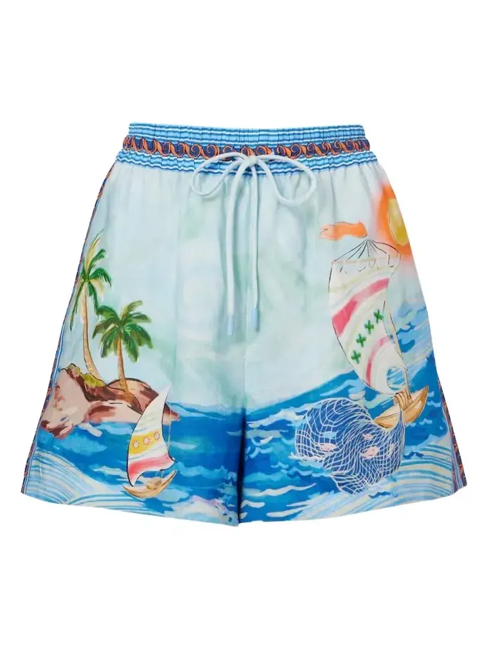 Alémais Printed linen shorts