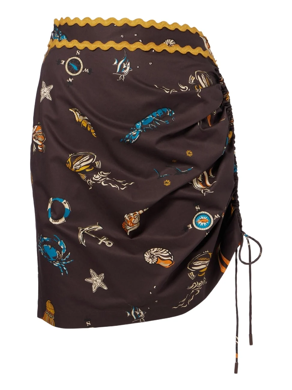 Alémais Printed ruched cotton miniskirt Alémais Printed ruched cotton miniskirt