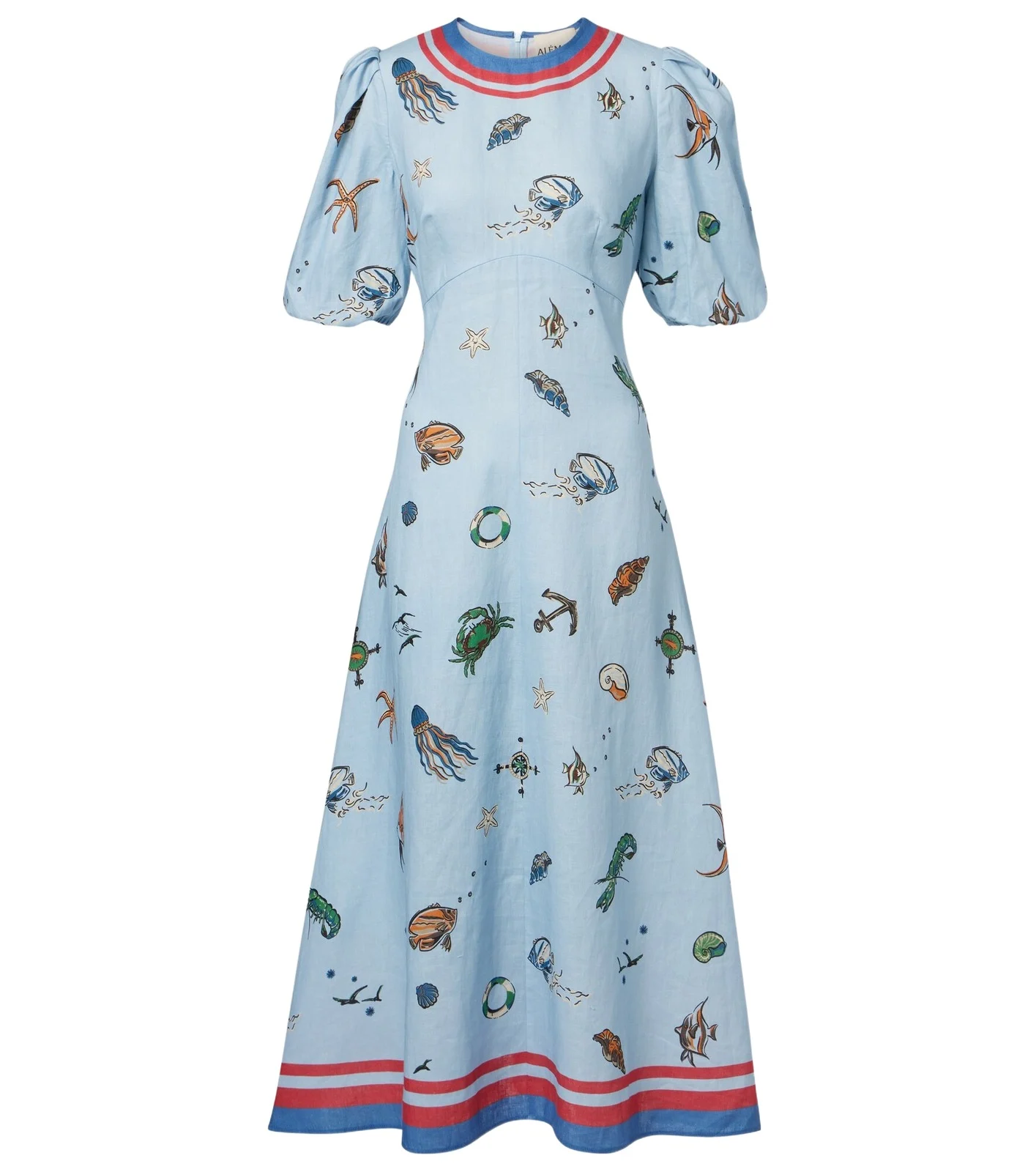 Alémais Printed linen midi dress Alémais Printed linen midi dress