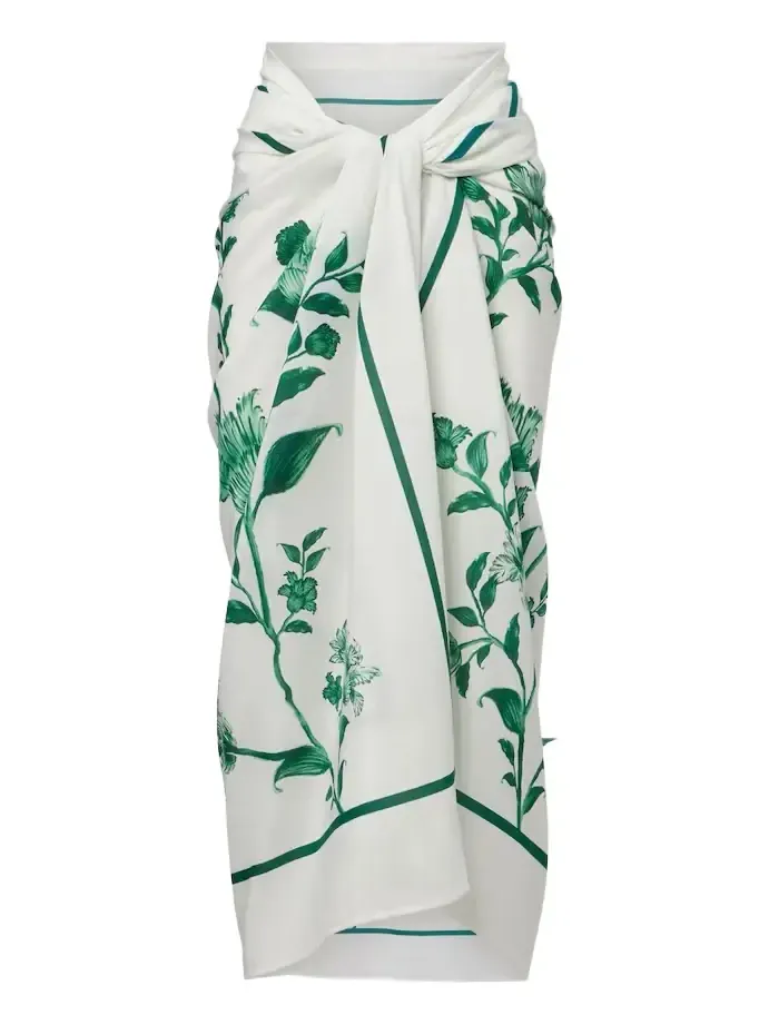 Lavanda floral cotton and silk beach cover-up