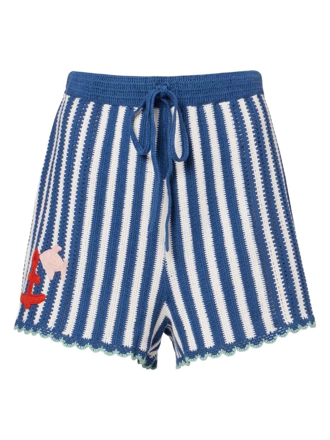 ALÉMAIS Alémais Crochet striped cotton shorts