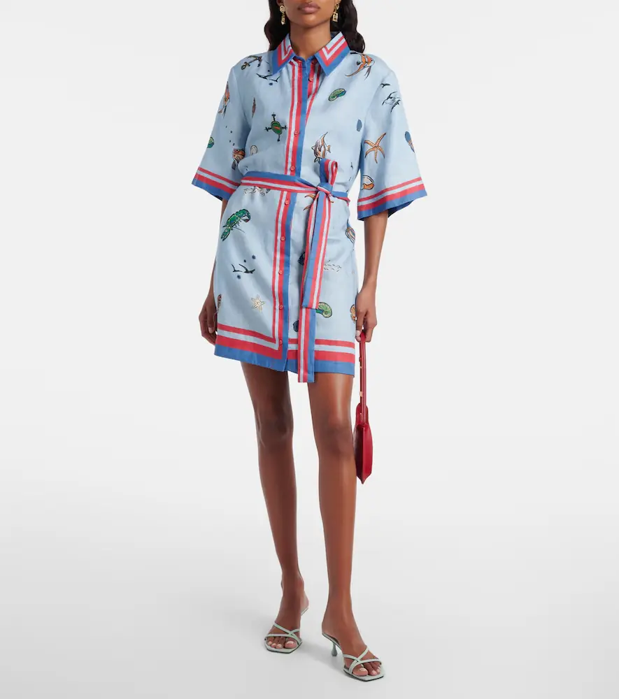 ALÉMAIS Printed belted linen shirt dress | Thumbnail 3