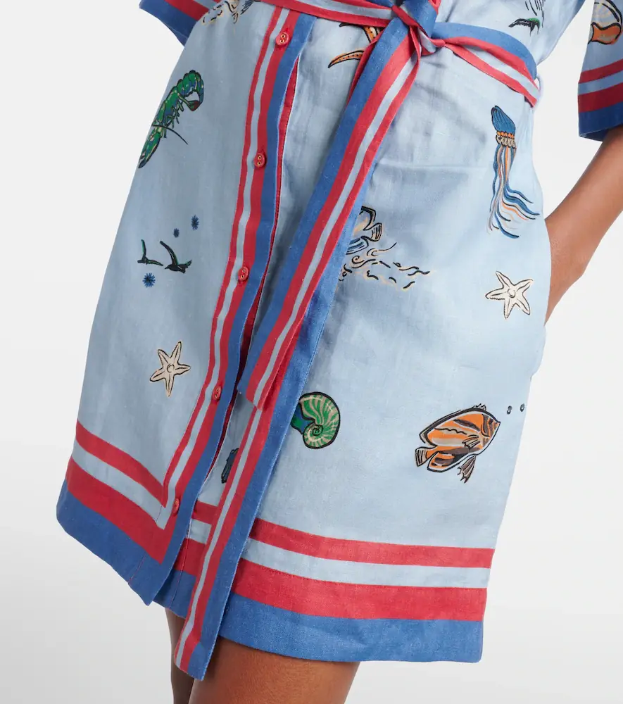 ALÉMAIS Printed belted linen shirt dress | Thumbnail 5