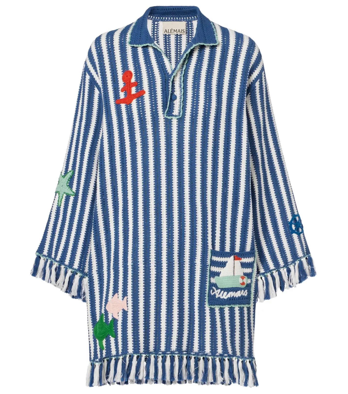 Alémais Crochet striped cotton minidress Alémais Crochet striped cotton minidress