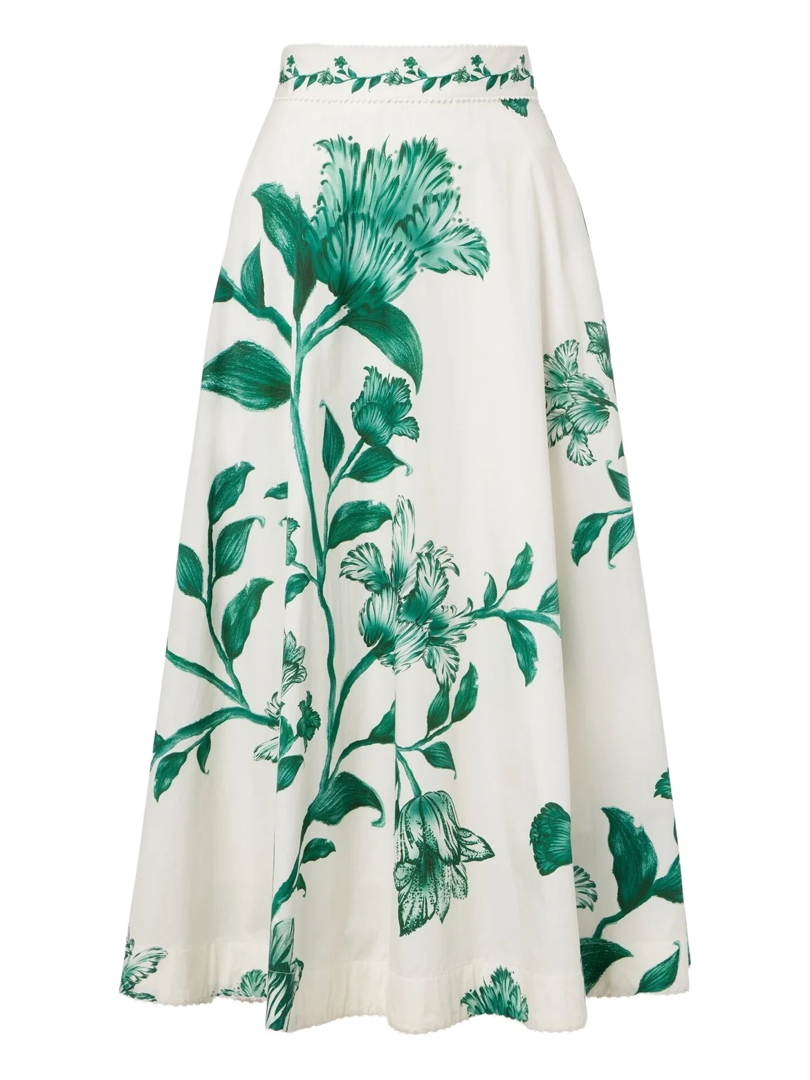 Bergamota embellished floral cotton midi skirt Bergamota embellished floral cotton midi skirt
