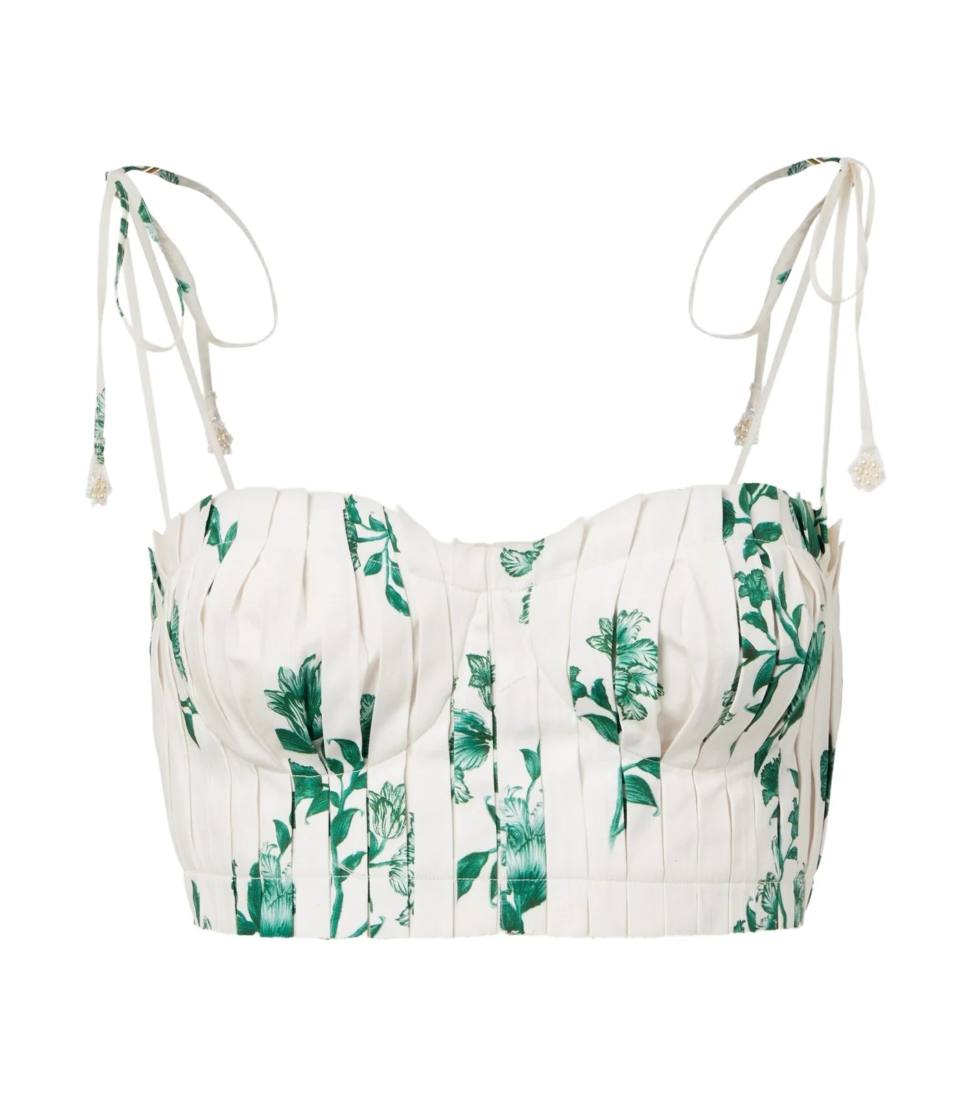Moringa floral pleated cotton crop top Moringa floral pleated cotton crop top