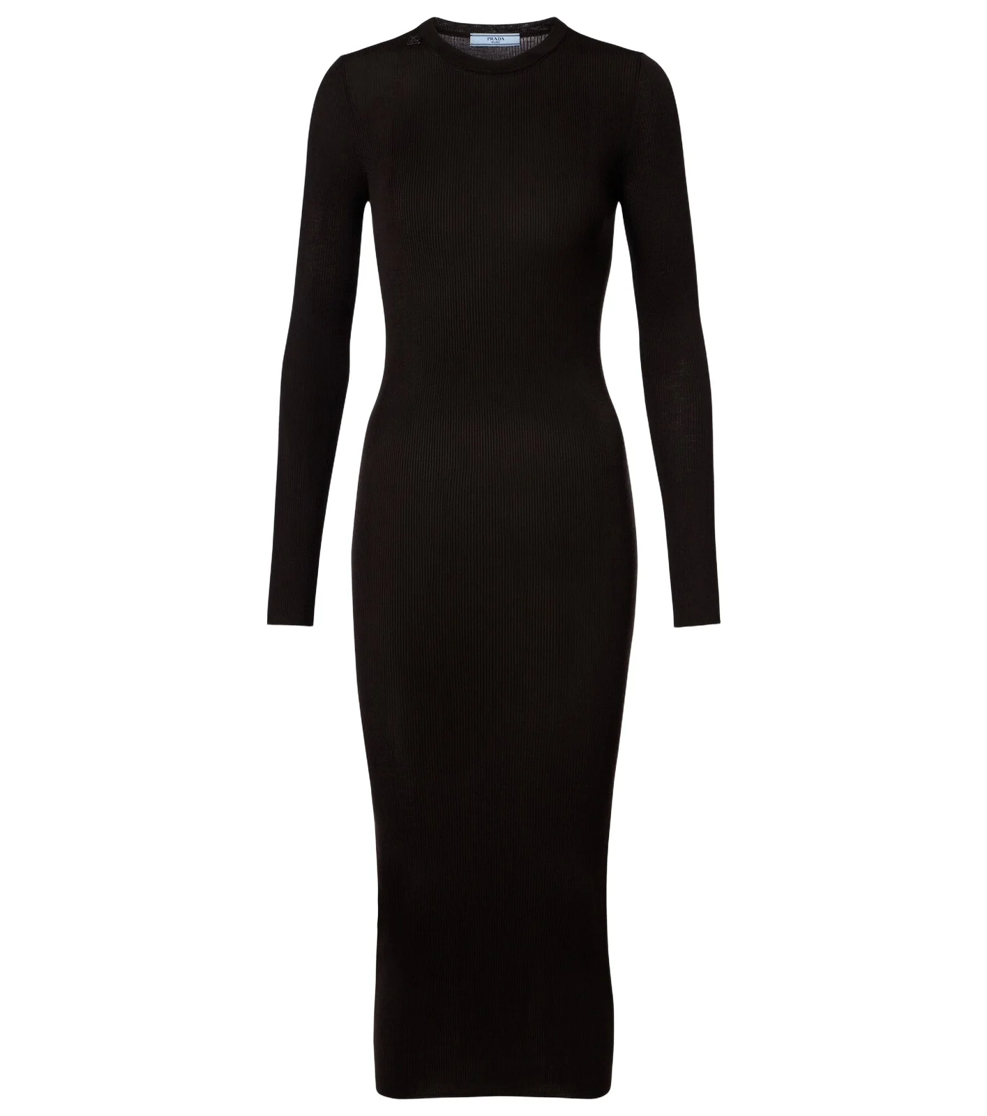 Ribbed-knit virgin wool midi dress