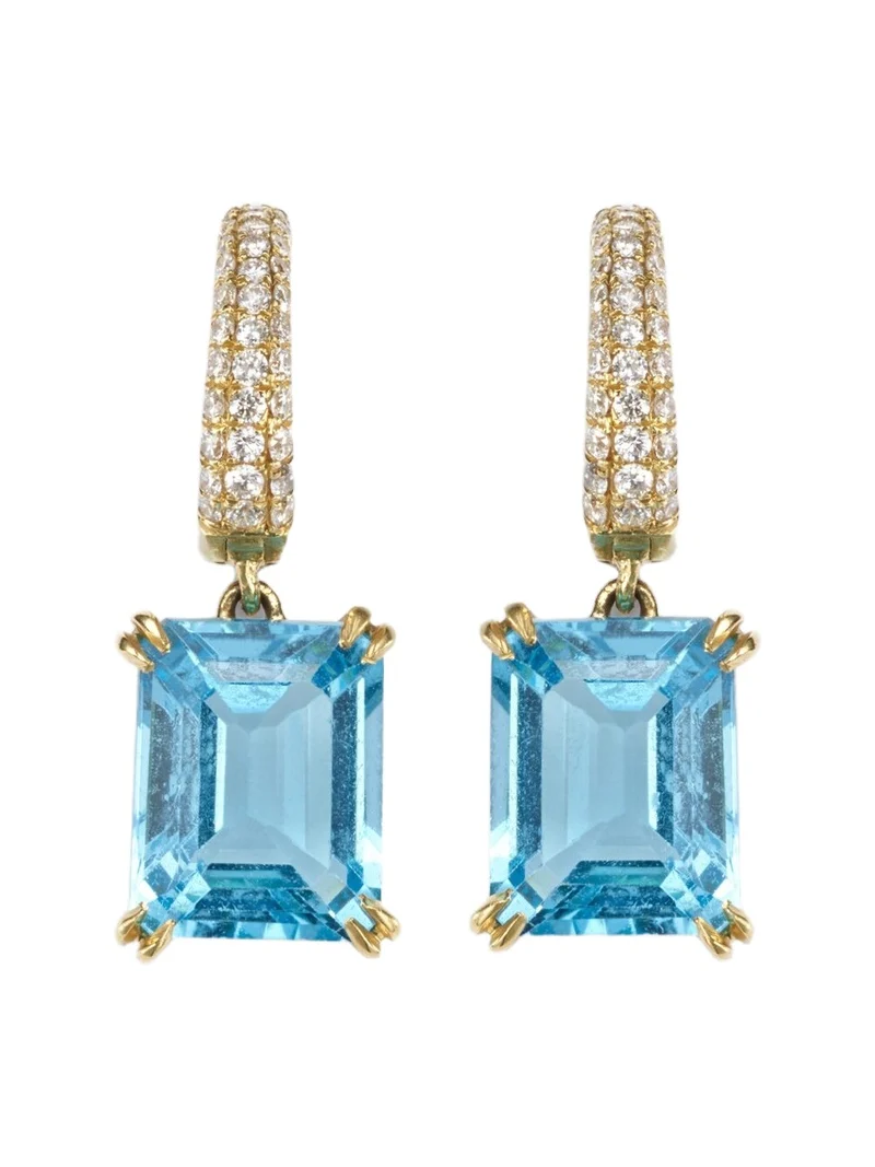 Yana Charmed Micro 18kt gold earrings with topazes and diamonds Yana Charmed Micro 18kt gold earrings with topazes and diamonds