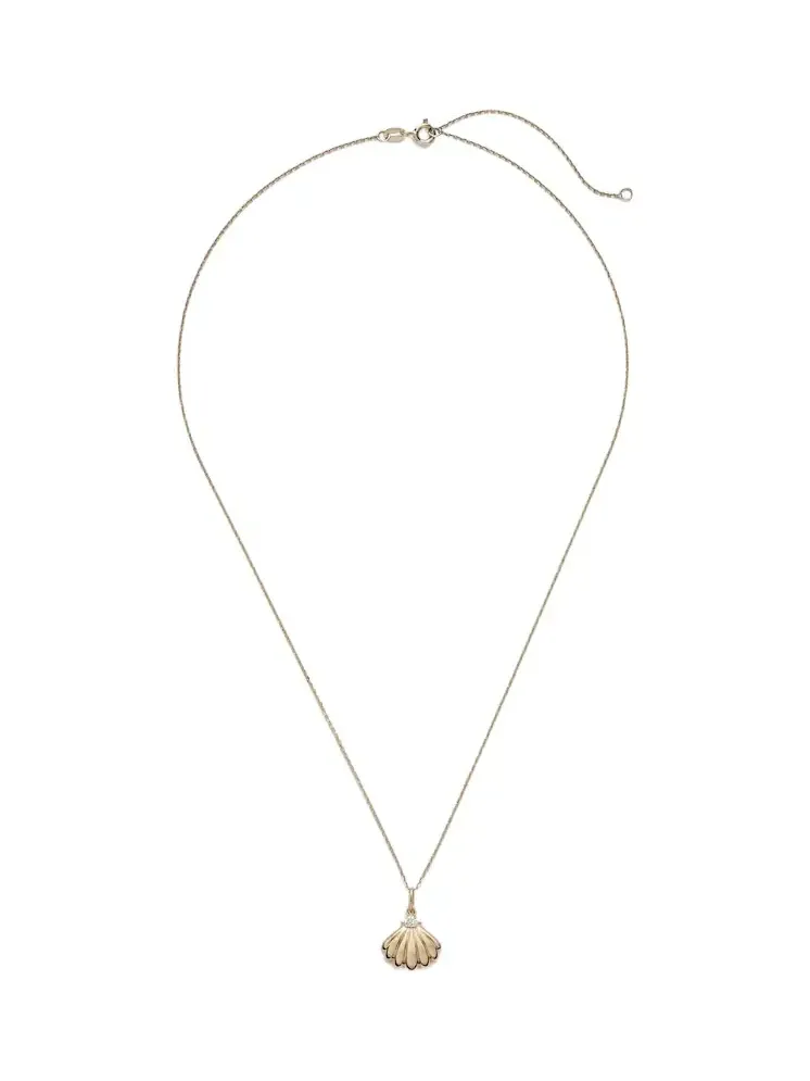 Vintage Scallop Shell 14kt gold necklace with diamonds Vintage Scallop Shell 14kt gold necklace with diamonds