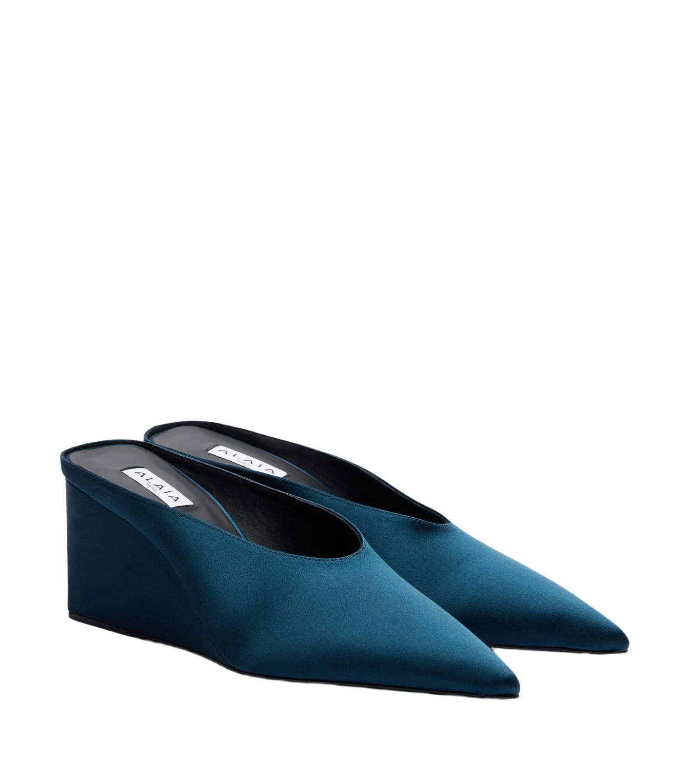 Alaïa Cube satin wedge mules