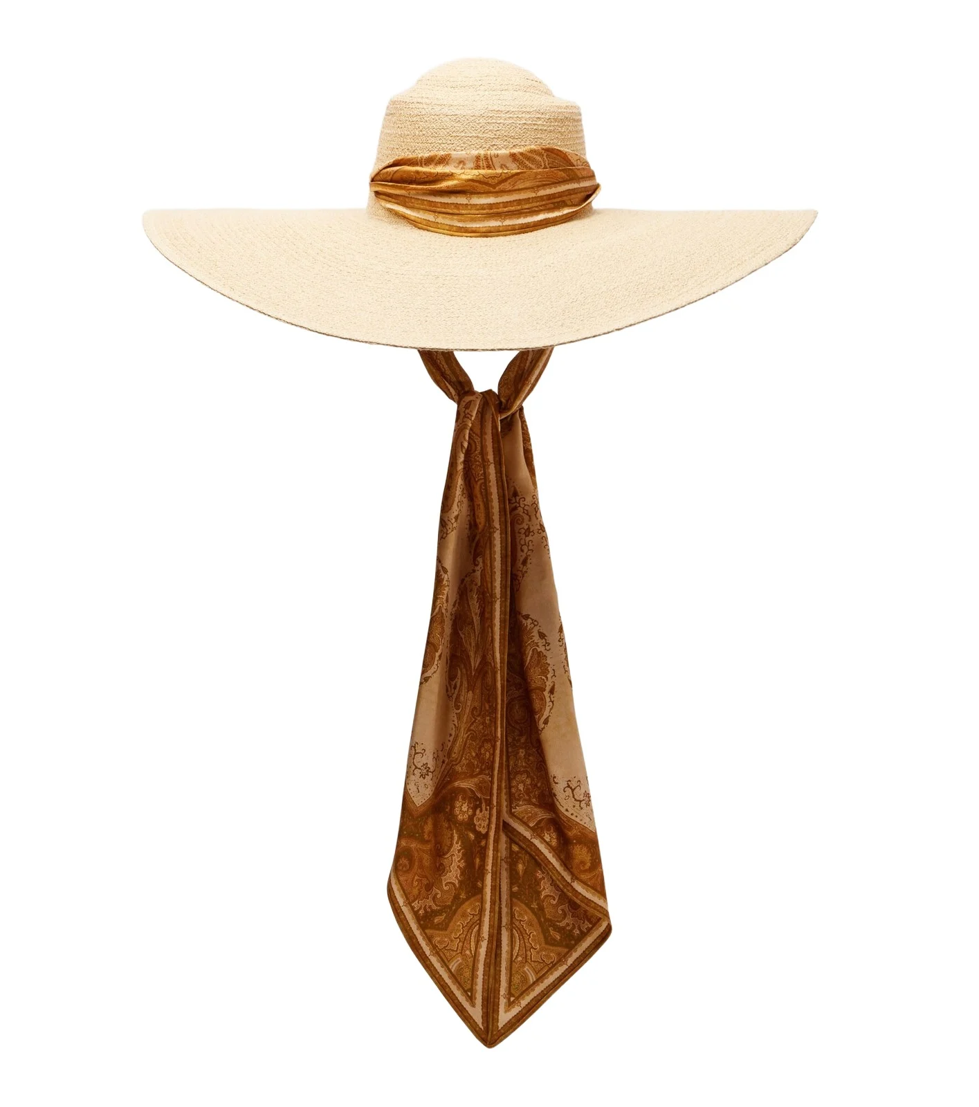 Silk-trimmed raffia sun hat