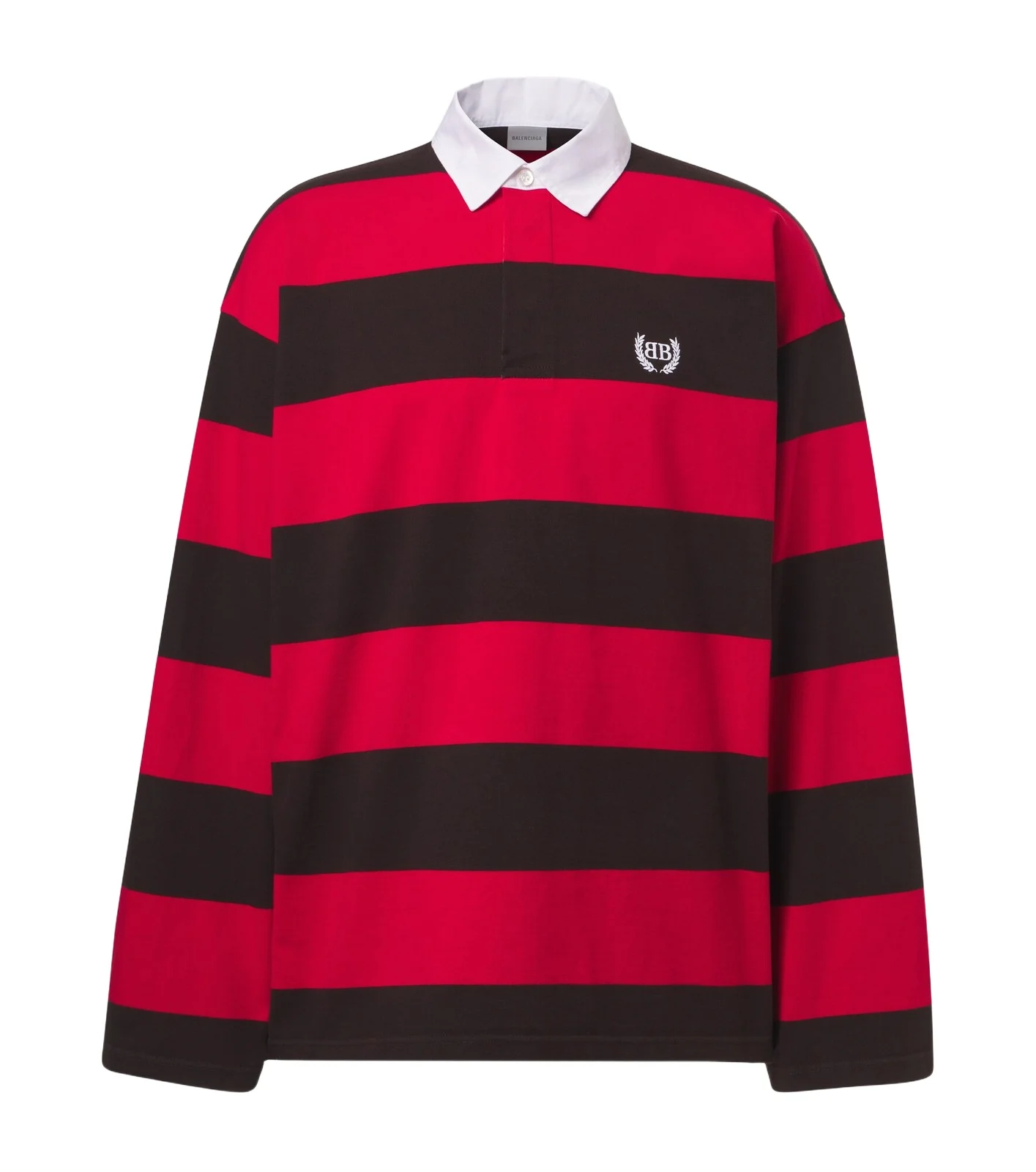 Oversized striped cotton jersey polo shirt