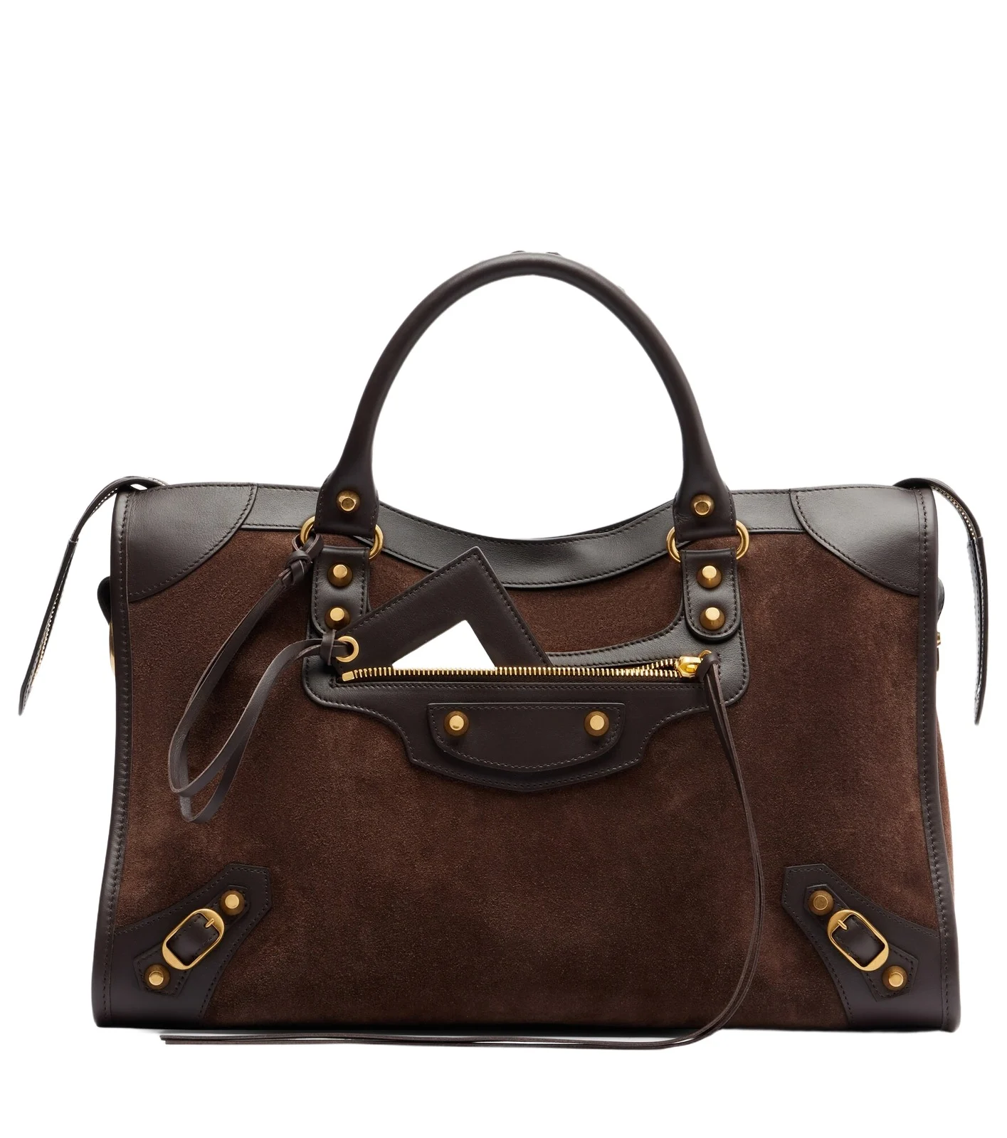 Le City Medium leather-trimmed suede top-handle bag Le City Medium leather-trimmed suede top-handle bag