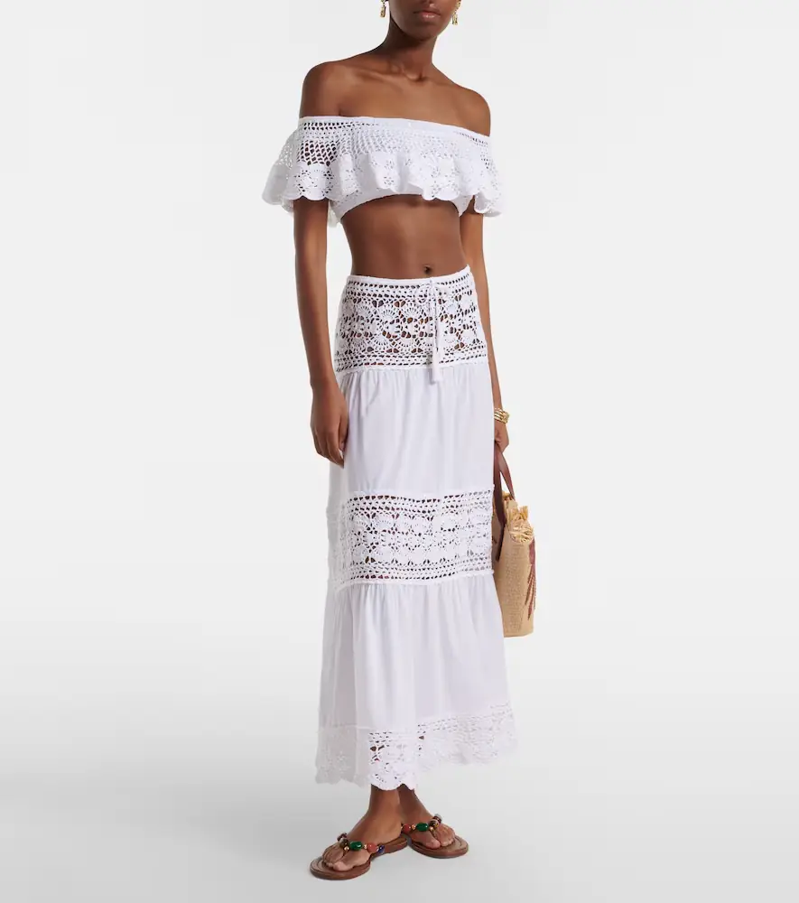 Anna Kosturova Crochet off-shoulder cotton crop top | Thumbnail 2
