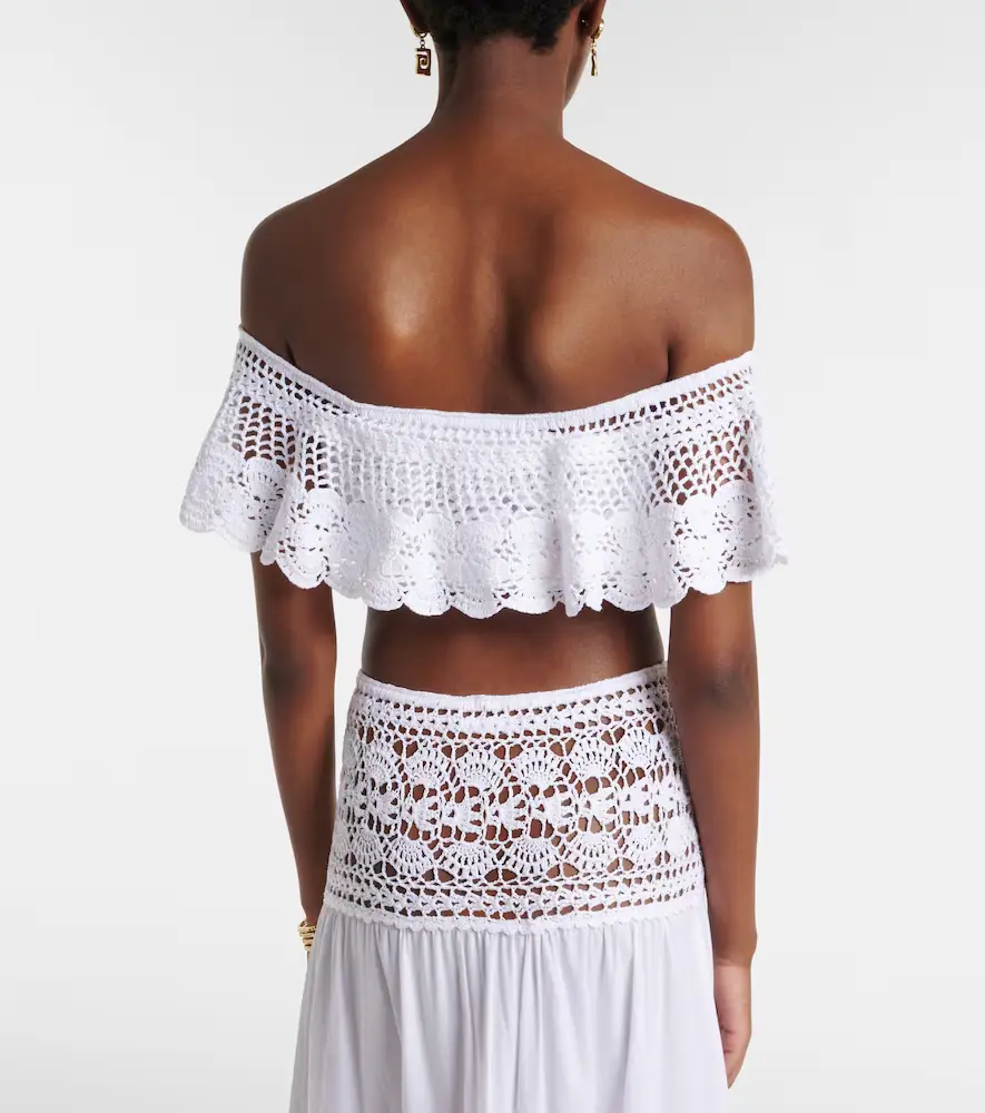 Anna Kosturova Crochet off-shoulder cotton crop top | Thumbnail 4