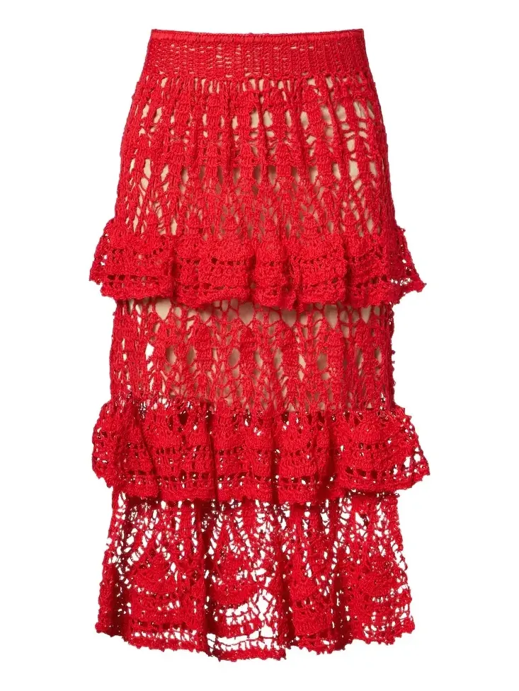 Elsie crochet ruffled cotton midi skirt Elsie crochet ruffled cotton midi skirt
