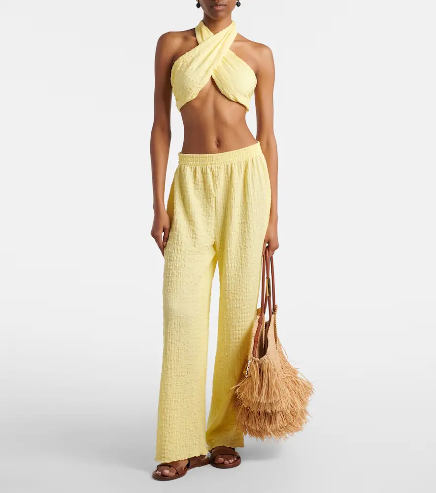 JADE SWIM Aylin halterneck seersucker crop top | Thumbnail 3
