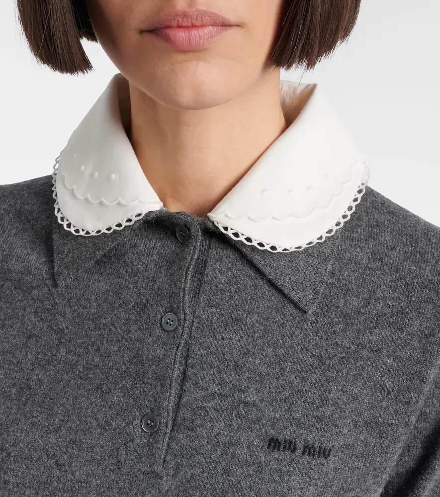 Miu Miu Logo cashmere polo sweater | Thumbnail 5 Miu Miu Logo cashmere polo sweater | Thumbnail 5