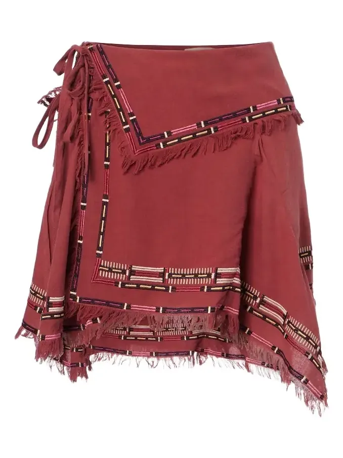 Feriel embroidered silk wrap skirt Feriel embroidered silk wrap skirt