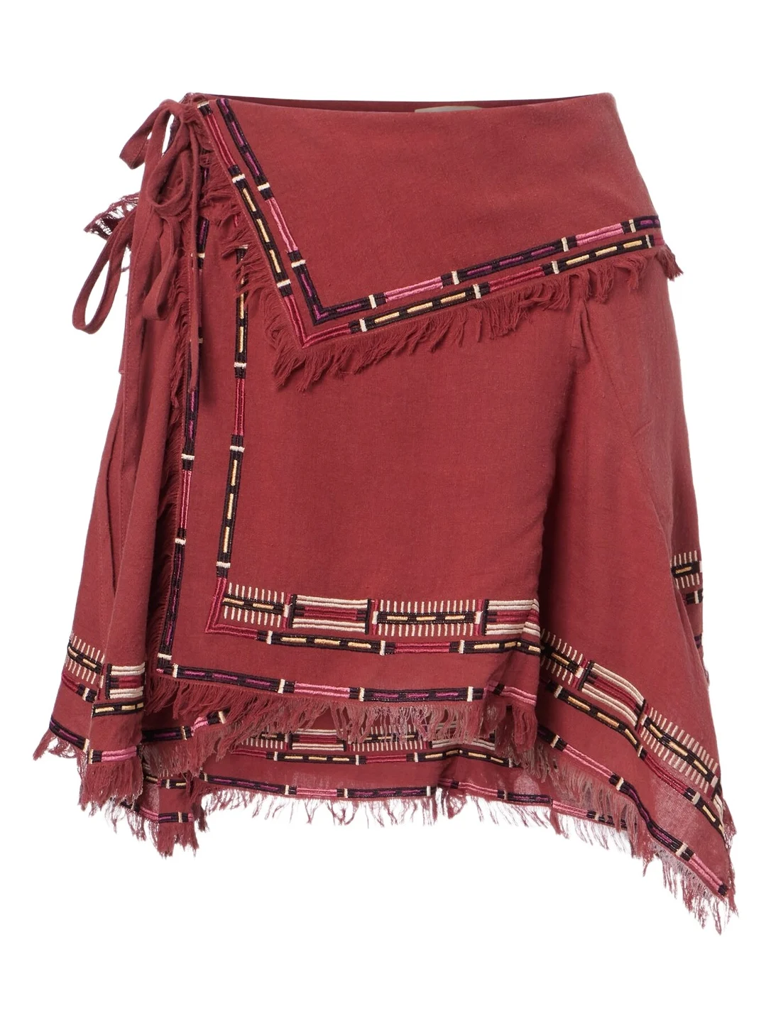 Feriel embroidered silk wrap skirt